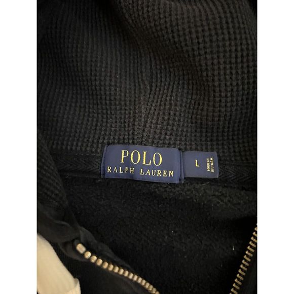 Polo Ralph Lauren Sweater Mens Large Black Red Pony Zip Up Hoodie Sweatshirt - Picture 3 of 3